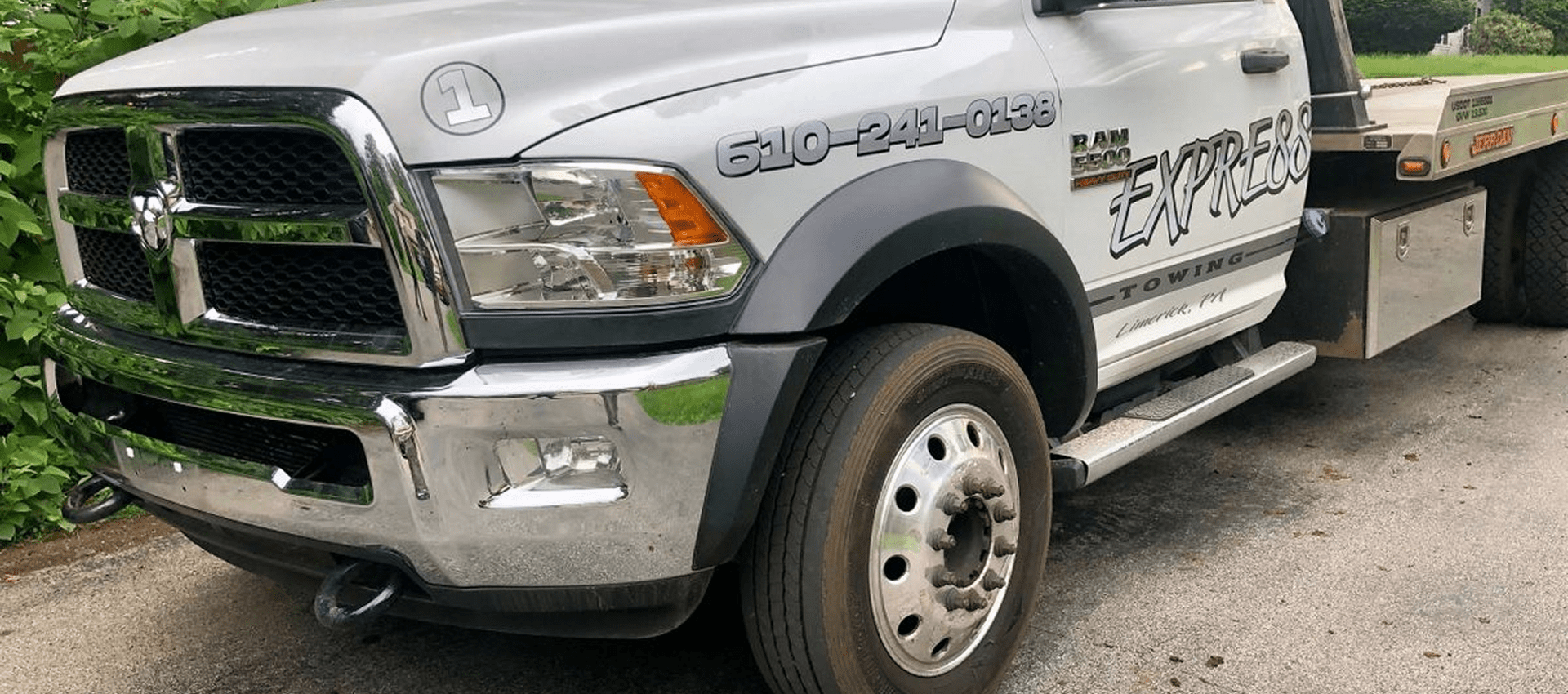 Tow truck parked on roadside